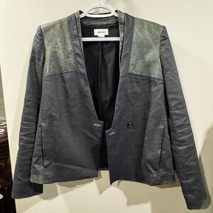Helmut Lang Designer Jacket with Lamb Skin Leather Accents - Size 8